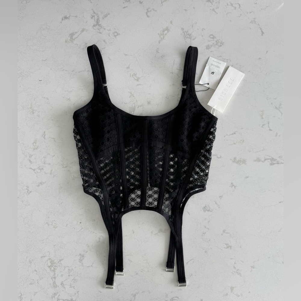 Dion Lee Crochet Lace Bustier Corset Black Size AU 10 NWT